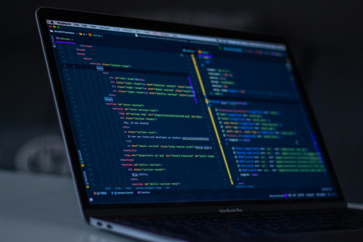 A developer workspace with code on screen